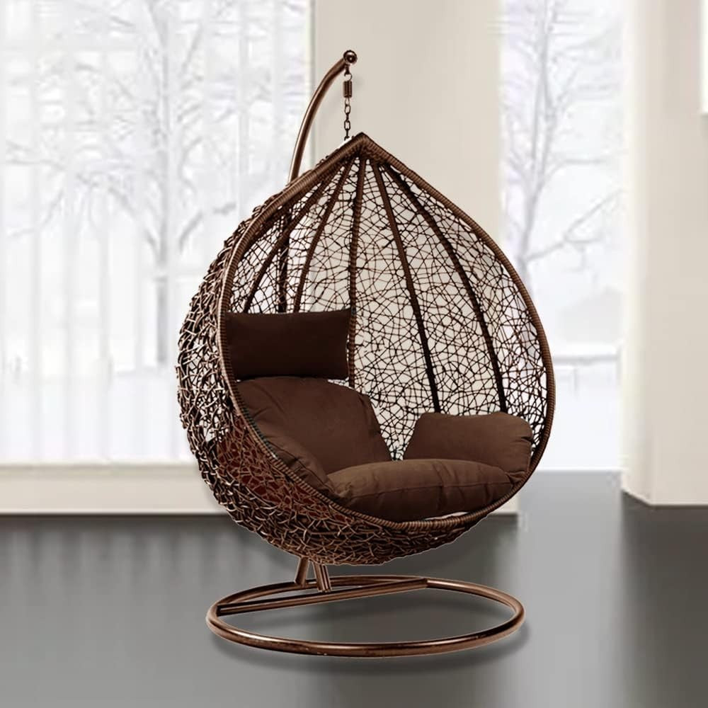 Rattan Hanging Egg Chair with Stand | Outdoor Swing Seat Cushion