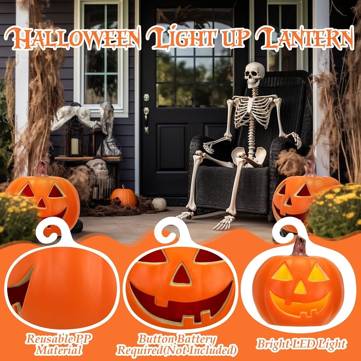 Pinkunn 18 Inch Light Up Jack O Lantern Halloween Pumpkin Indoor Outdoor Decor