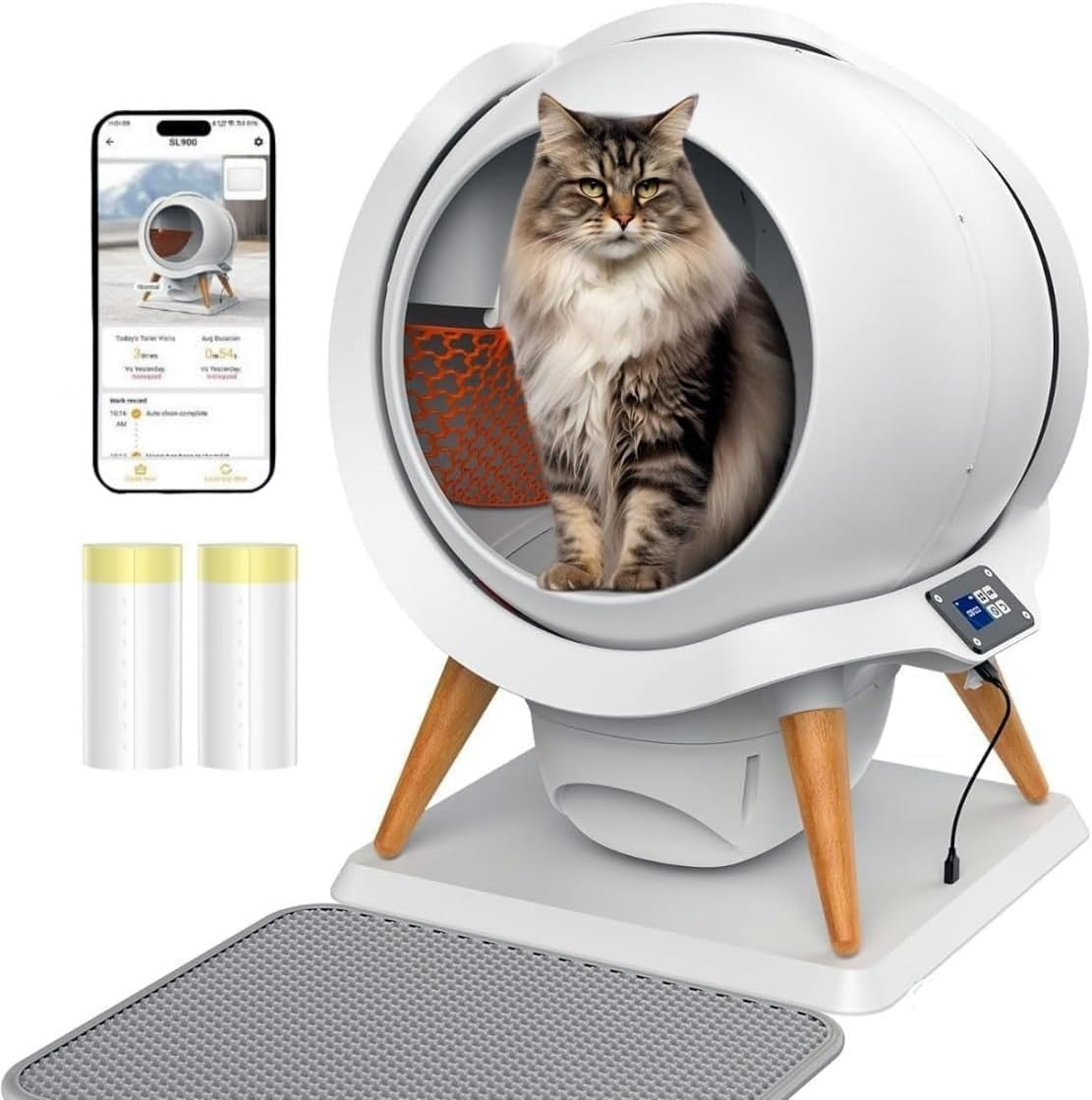 Automatic Self Cleaning Cat Litter Box Smart App Control Waterproof XL