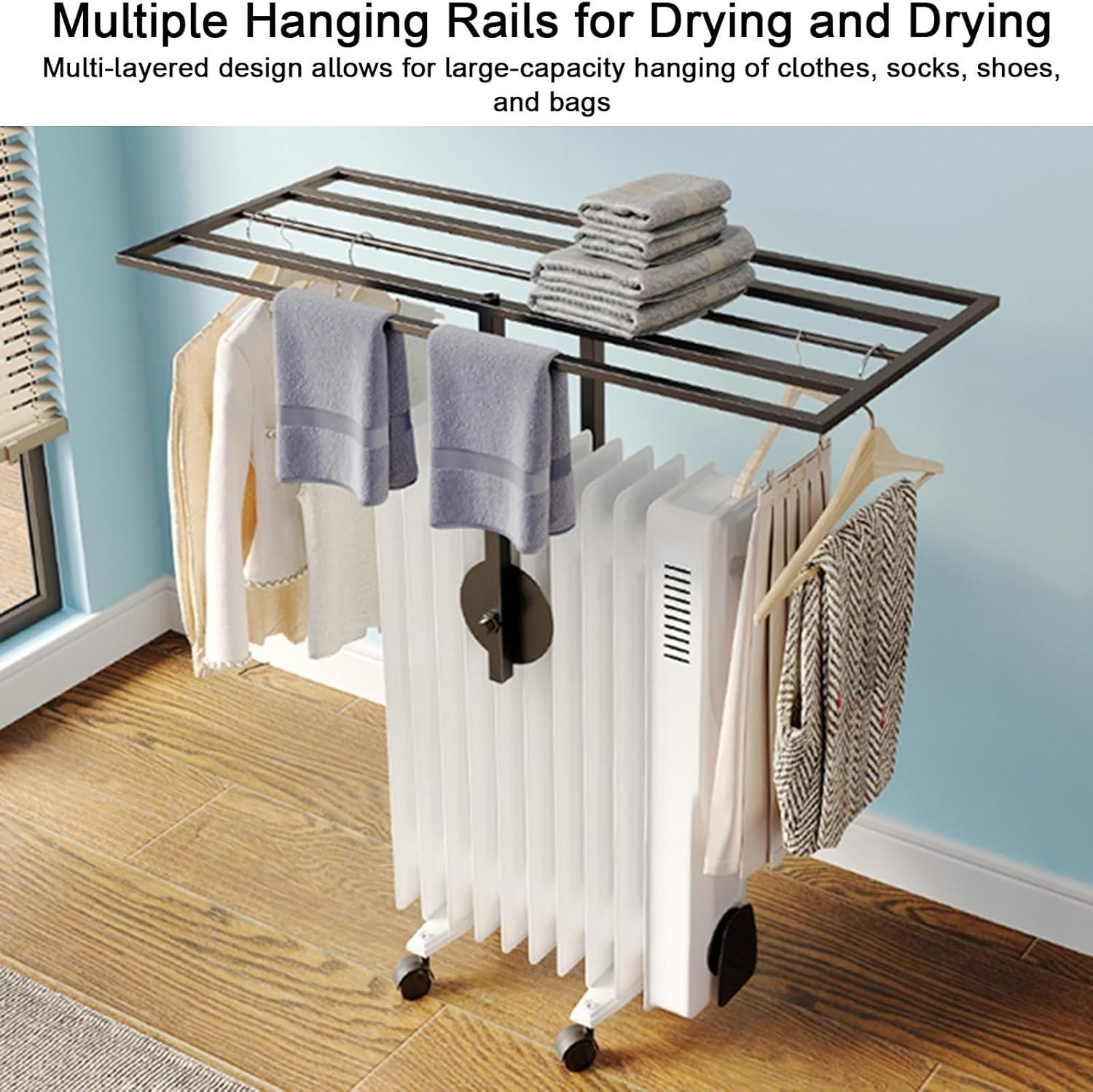 Adjustable Height Oil Radiator Clothes Drying Rack Indoor/Outdoor 40cm-80cm