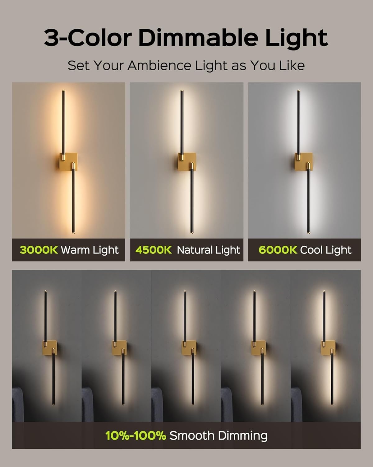 Rechargeable Magnetic Wall Lights with Remote, Dimmable 3 Colors, USB-C
