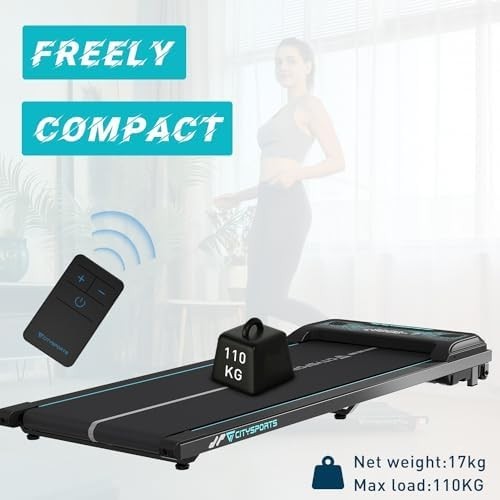 Slim Under Desk Walking Pad 6km/h Compact Treadmill w/ Remote LED & Bluetooth