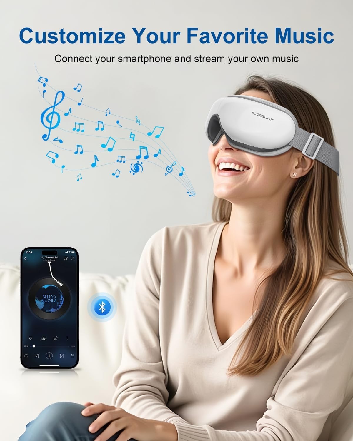 Heated Eye Massager Bluetooth Music Sleep Mask Headache Relief