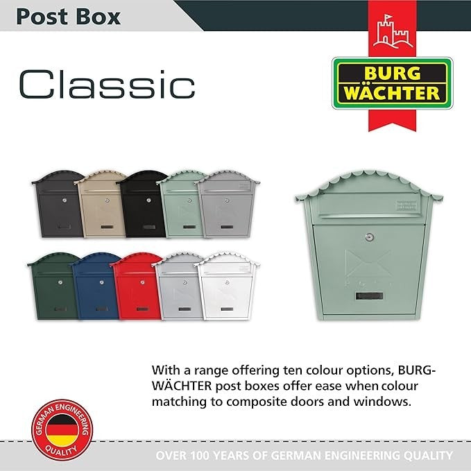 Wall Mounted Lockable Steel Post Box Midnight Blue Weatherproof 36x37x13cm