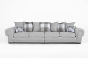 Grey Suede 4 Seater Sofa Set – 2 Piece Small Classic Sectional Couch