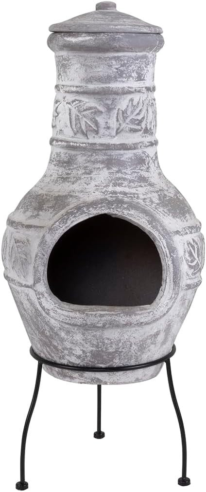 Outdoor Clay Chiminea Patio Heater Firepit Rustic Garden Heating 85cm