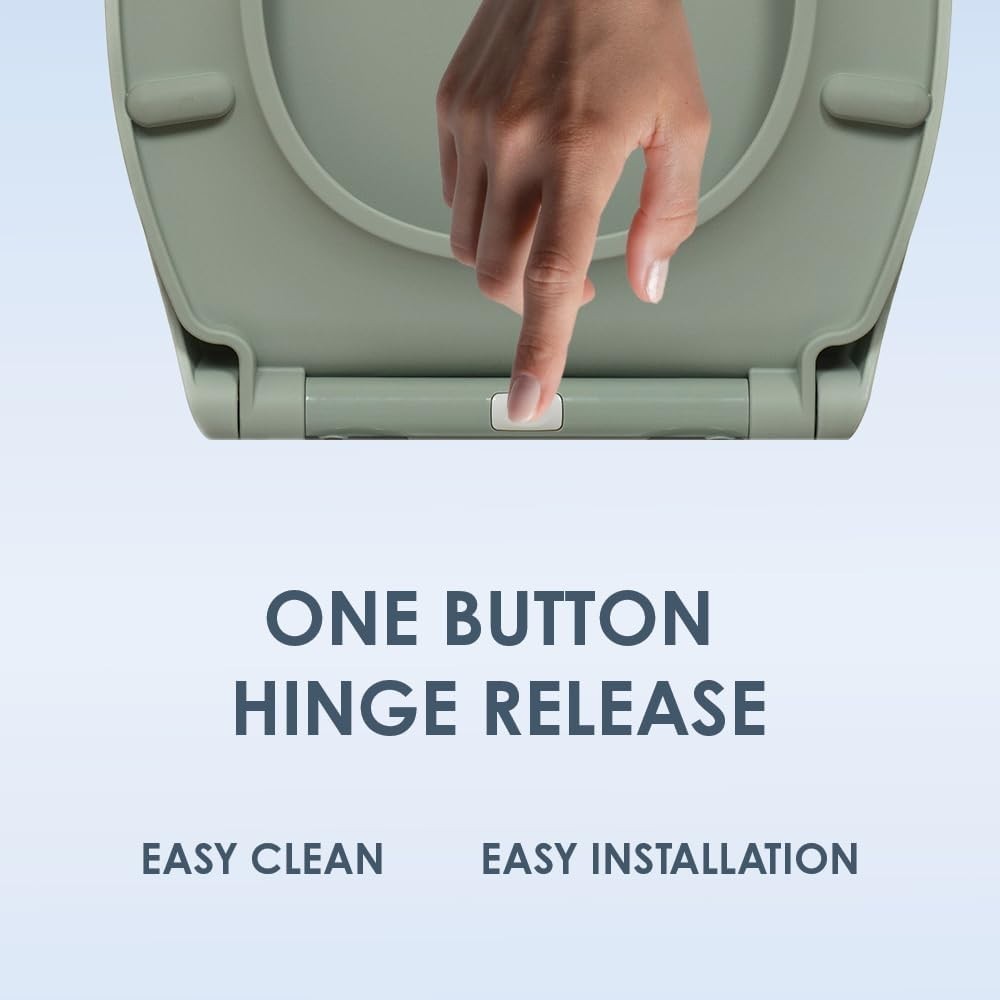 Sage Oval Toilet Seat Thermoplastic Quick Release Top & Bottom Fix 44.5x37cm