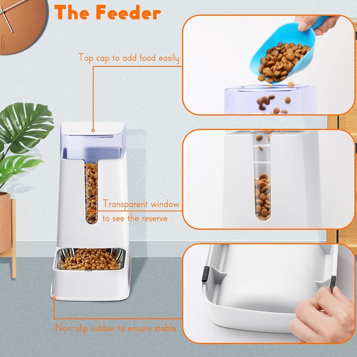 Gravity Pet Feeder Water Dispenser Set 3.8L Stainless Steel Bowls