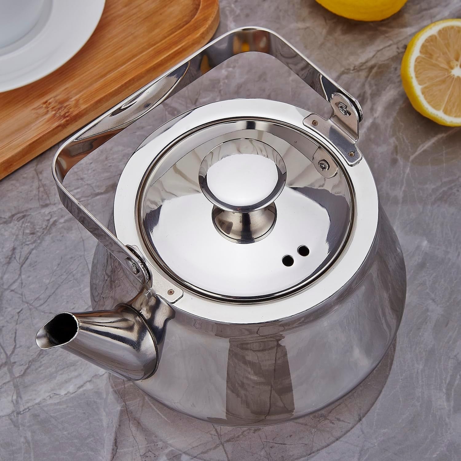 Stainless Steel Teapot 1.2L with Infuser Loose Leaf Tea Pot Silver