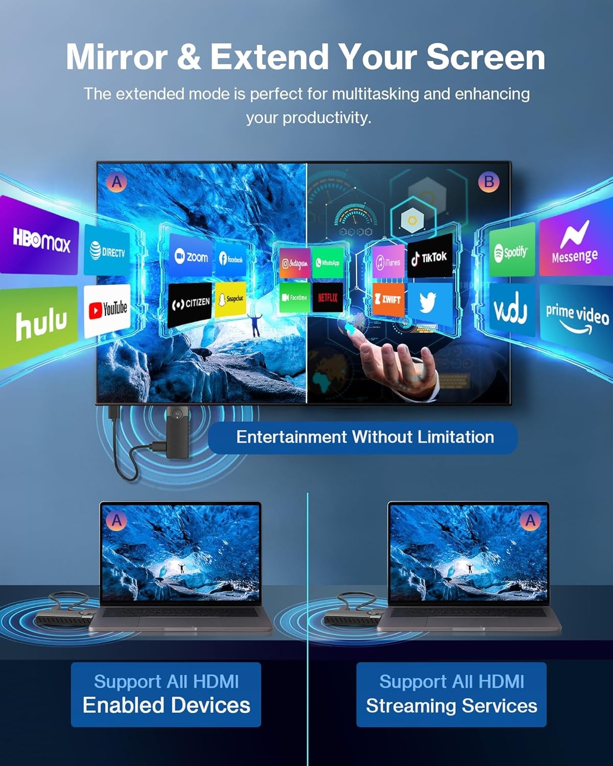 Wireless HDMI Transmitter Receiver 1080P 100FT 2.4G 5.8G