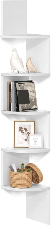 5-Tier Corner Shelf Modern Floating Wall Unit for Living Room Bedroom Office