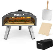 Outdoor Gas Pizza Oven 12" | Portable Black BBQ Oven w/ Stone, Peel & Cover