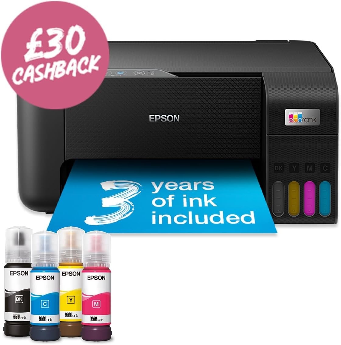 A4 Wireless All-in-One Ink Tank Printer with 3-Year Ink Supply