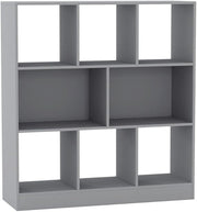 Modern Grey 8-Cube Asymmetrical Bookcase – Freestanding Storage Display Unit