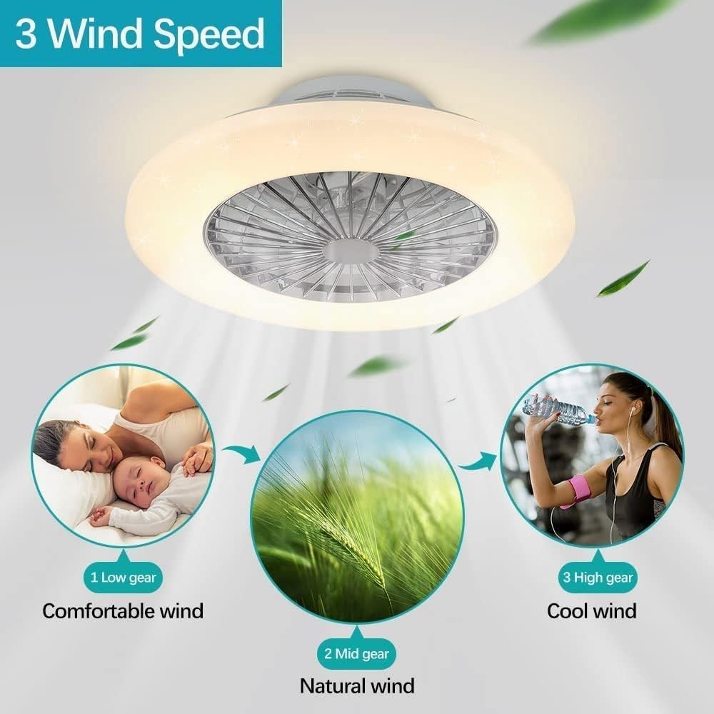 PADMA 50CM Ceiling Fan with Light, 30W LED, Remote, Dimmable, Quiet