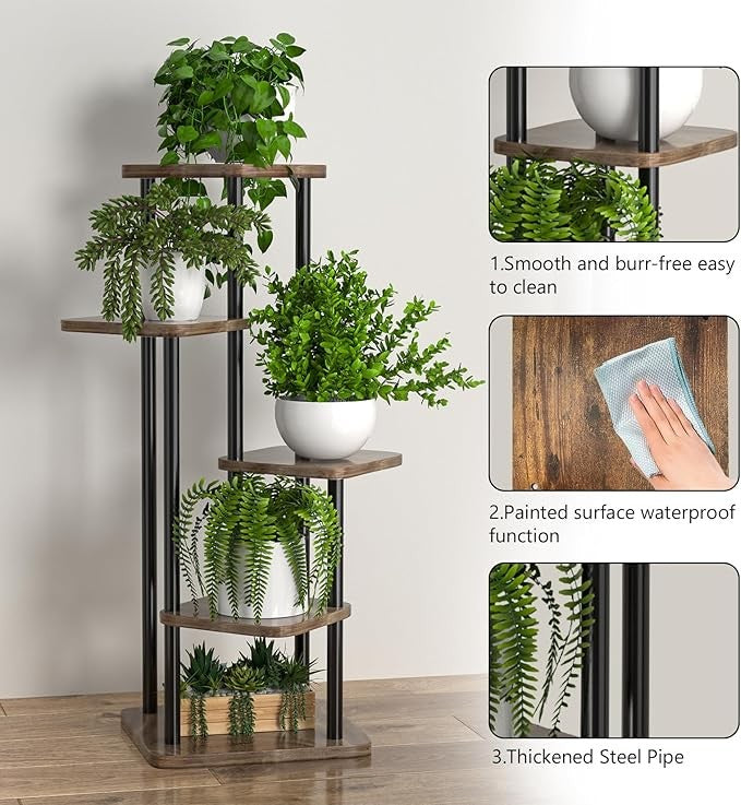 5 Tier Metal Plant Stand Indoor Outdoor Corner Flower Shelf for Home & Balcony