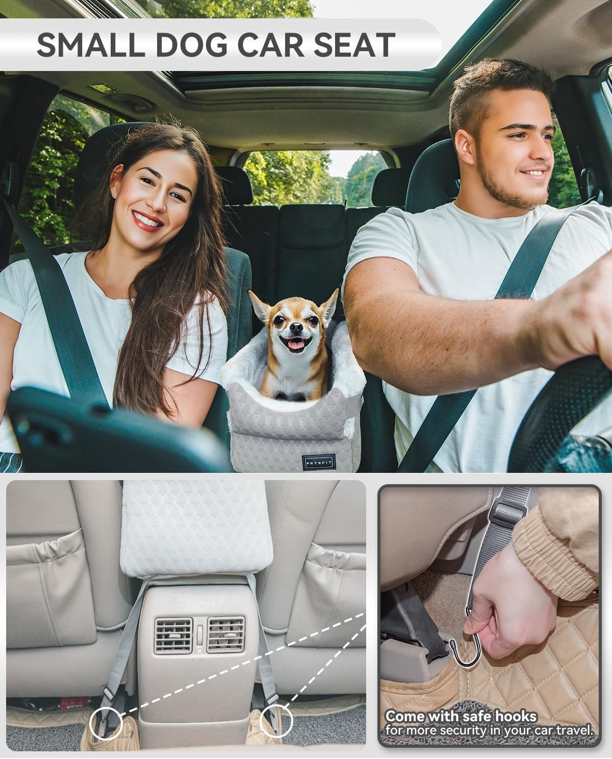 Center Console Dog Car Seat Safety Tether Booster Bed Small Pets 6kg