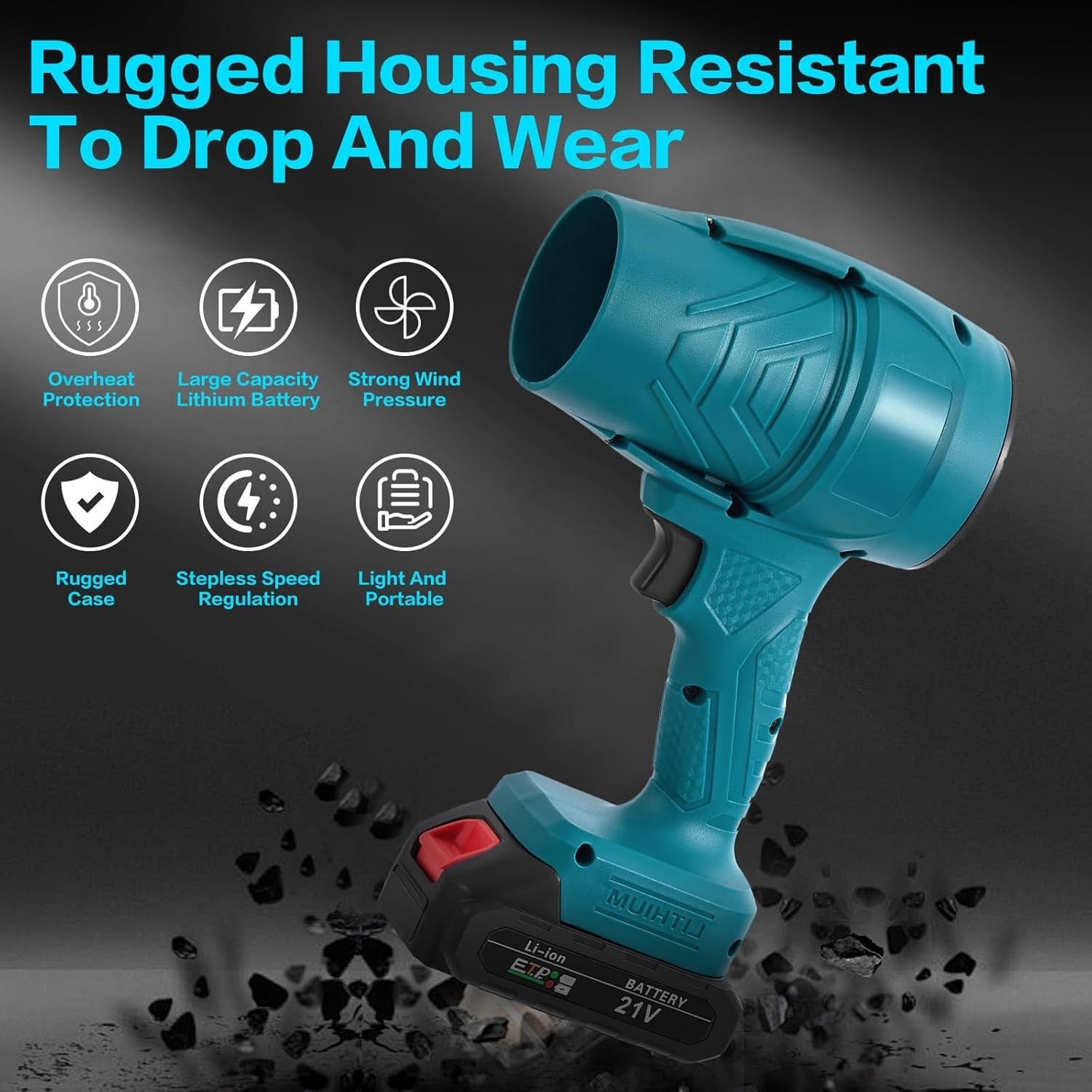 Small Cordless Leaf Blower 38000RPM Power 21V Battery Handheld