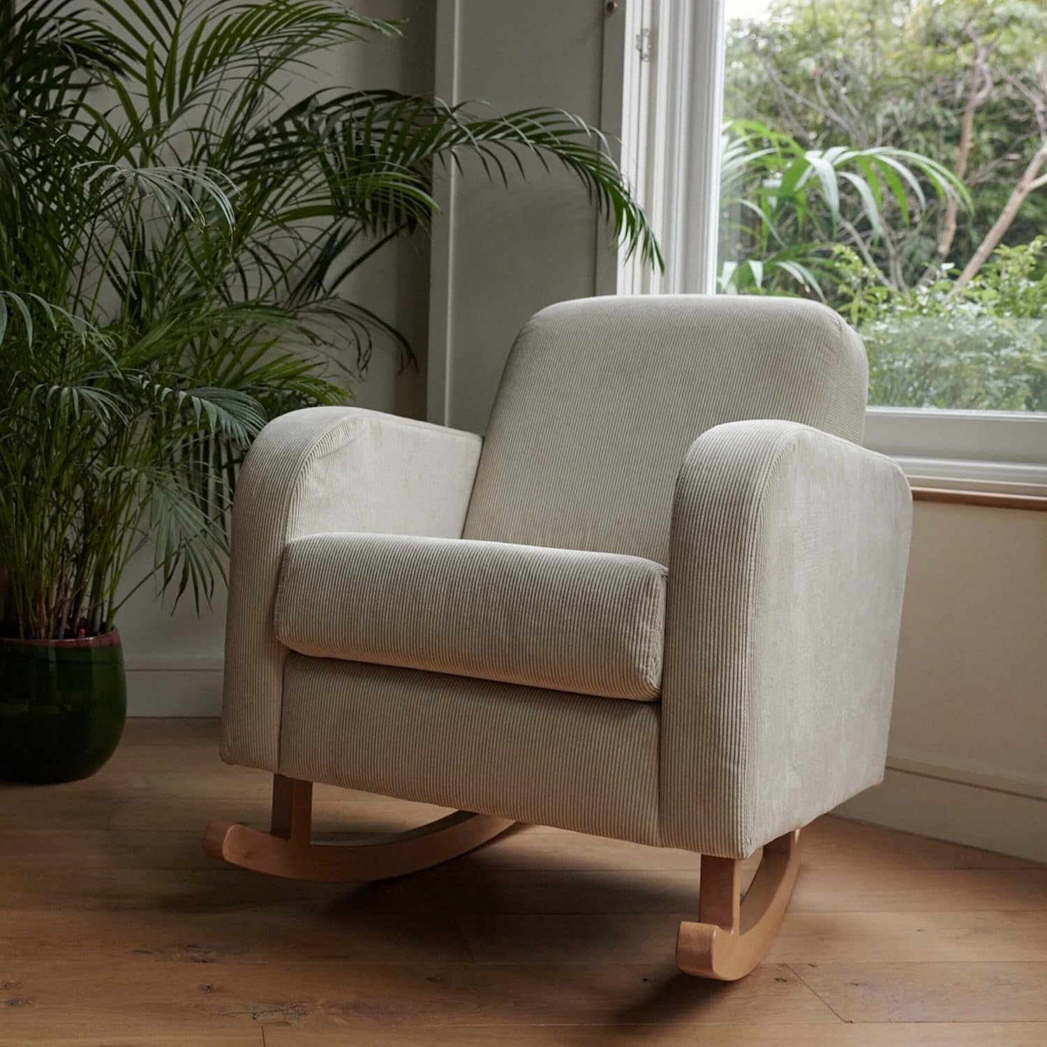 Nursing Rocking Chair Sand - Soft Foam Seat, Solid Back, Modern Nursery