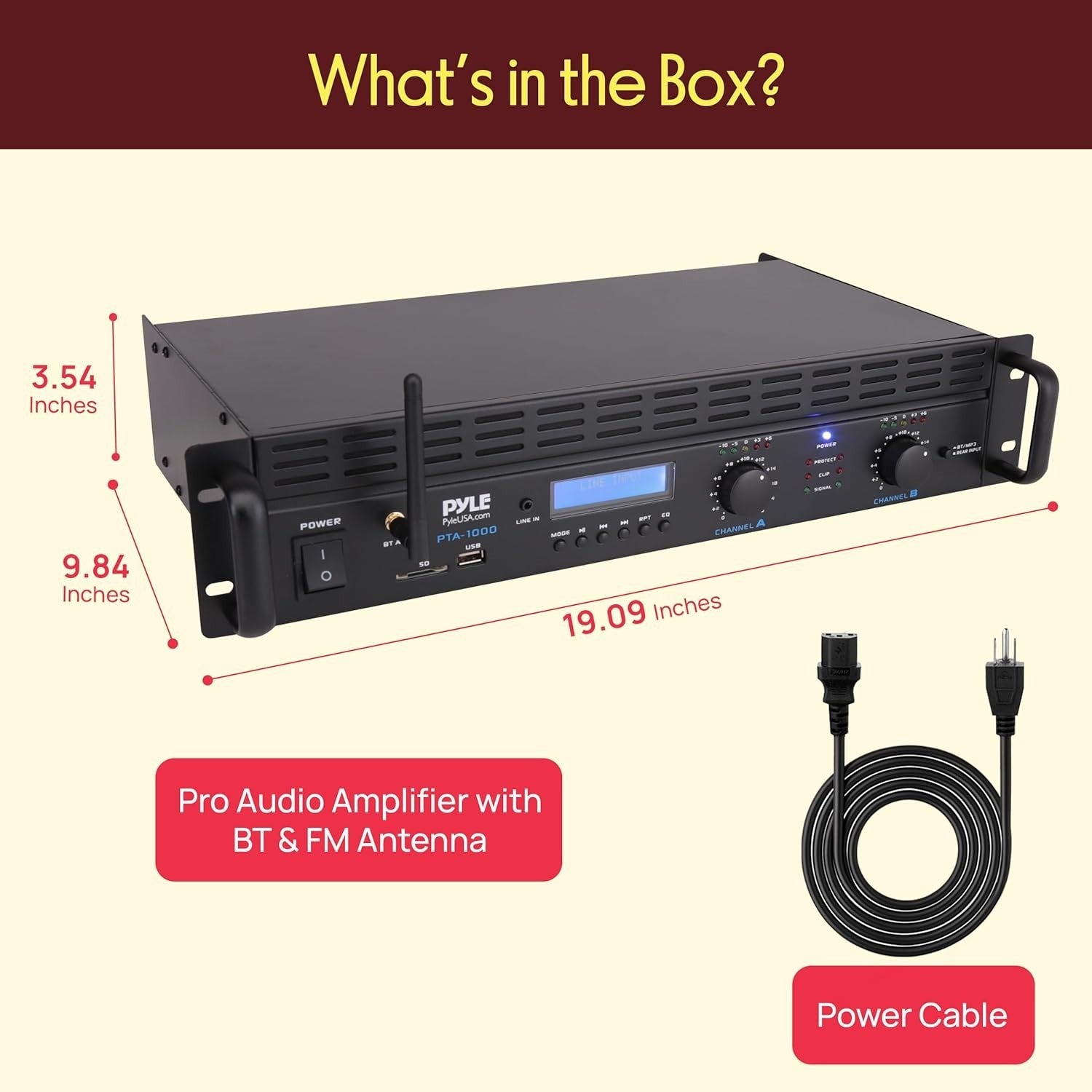 2000W Bluetooth Power Amplifier 2 Channel Bridgeable Rack