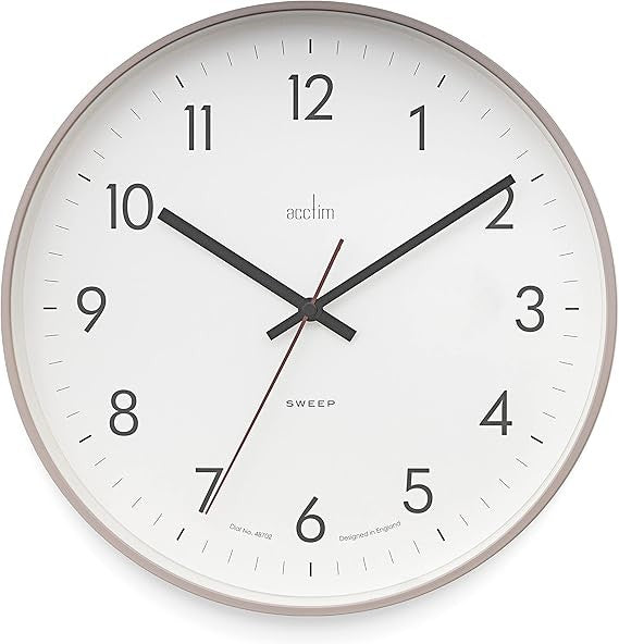 30cm Modern Wall Clock Silent Sweep Mocha Slimline Minimalist Home Decor