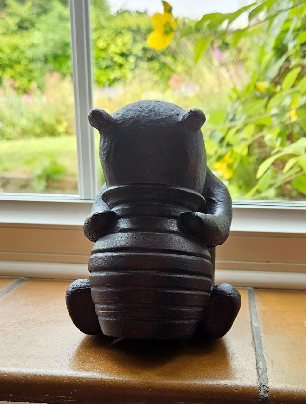 Bronze Sitting Bear Garden Ornament 15cm Resin Sculpture Outdoor Home Decor