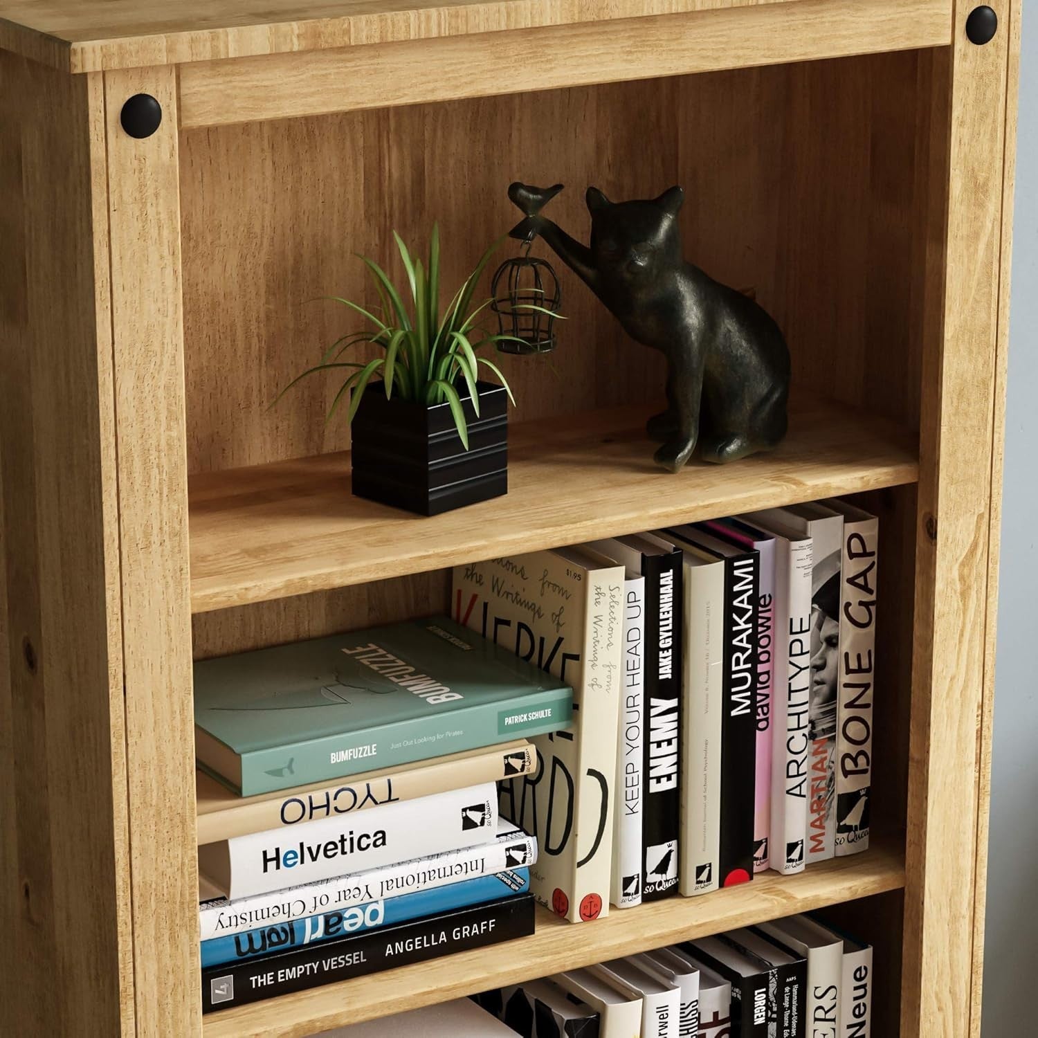 Rustic Pine Medium 3-Tier Bookcase – Solid Wood Shelf Unit 138.5cm High