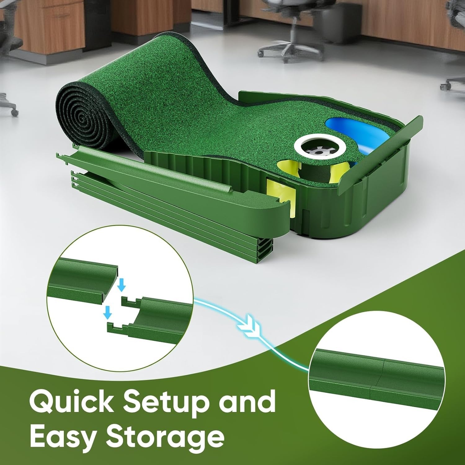 Golf Putting Mat Auto Ball Return Training Aid Indoor Home Office Practice