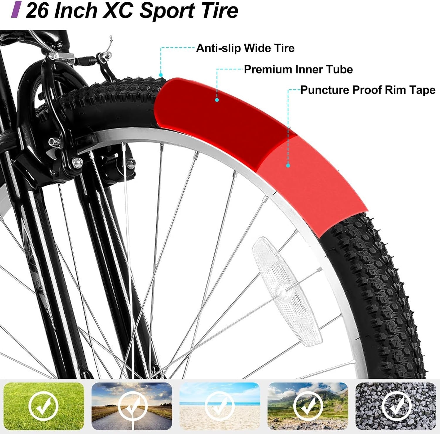 Ladies 26” Mountain Bike 18 Gear V-Brakes Sturdy Frame Front Suspension