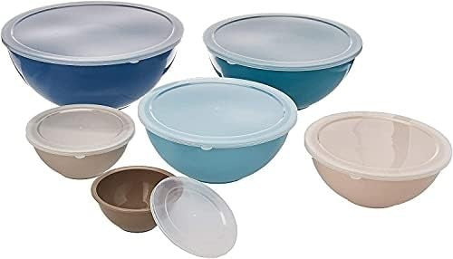 12-Piece Deep Red Mixing Bowl & Storage Set – Nested, Lids Included