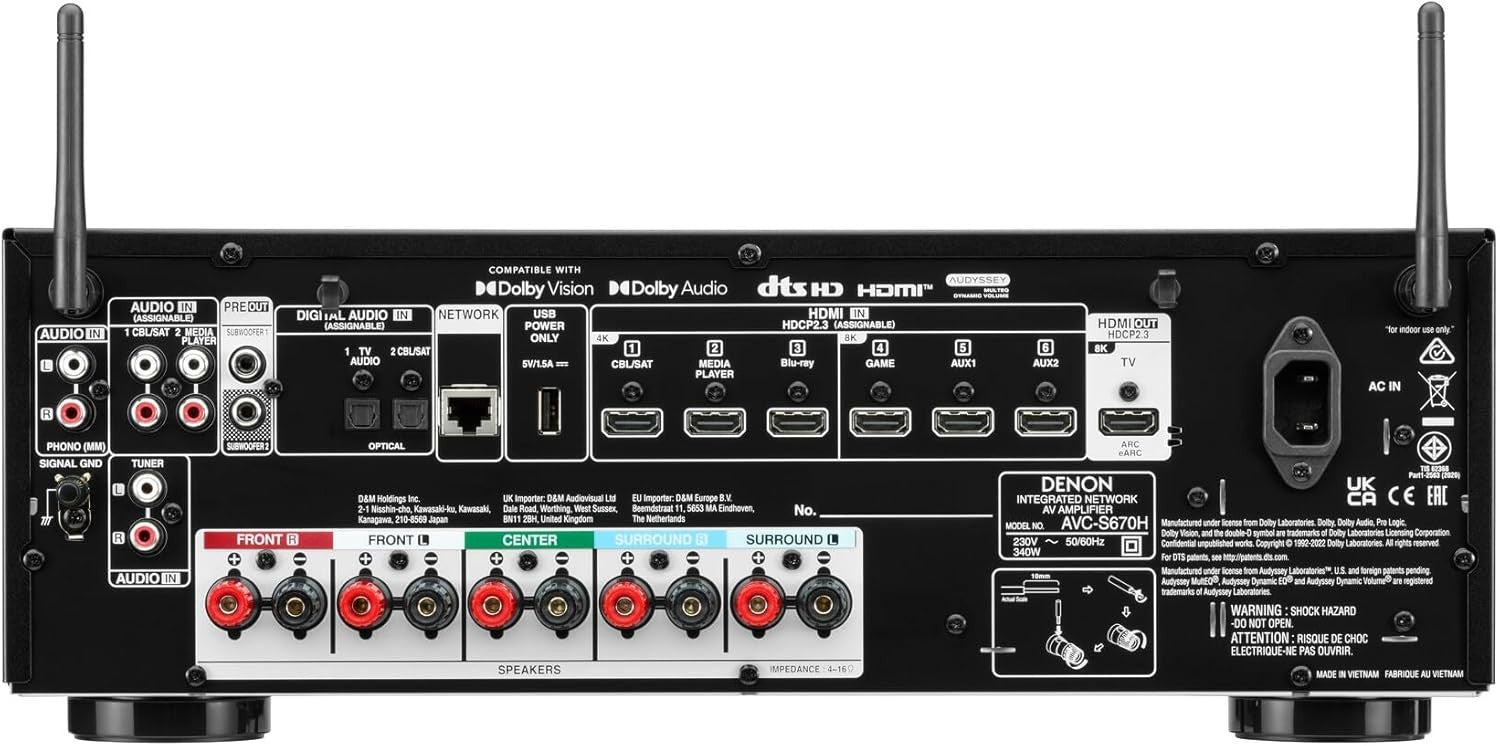 5.2-Channel 8K AV Amplifier Dolby TrueHD DTS-HD Wi-Fi Bluetooth Alexa