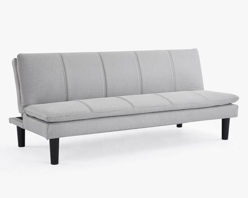 Light Grey 3 Seater Sofa Bed Clic Clac Fabric Couch Guest Sleeper