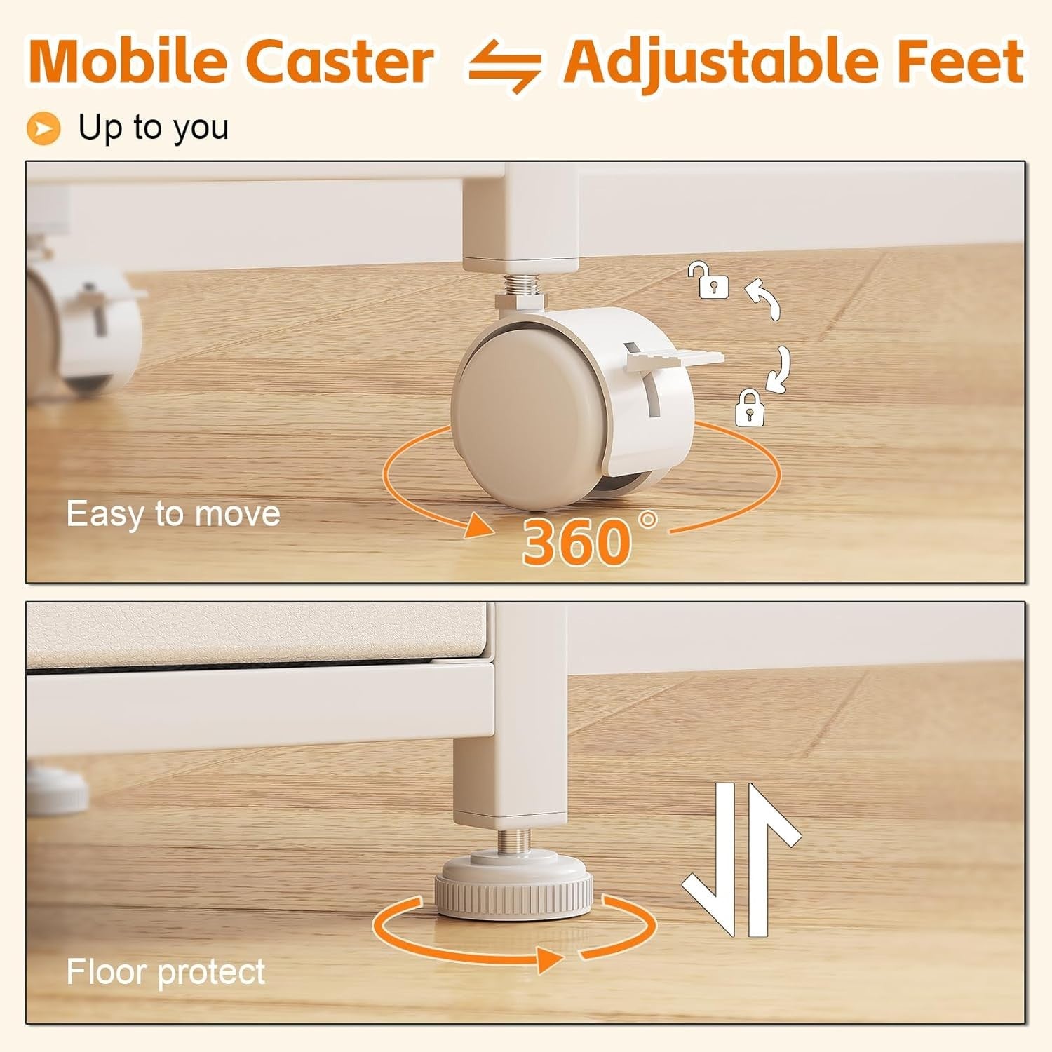 White Mobile File Cabinet 3 Fabric Drawer Rolling Printer Stand