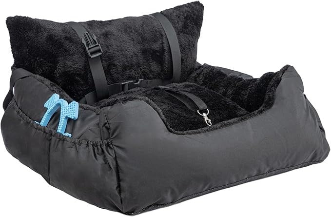Soft Plush Dog Car Seat Bed Pet Booster Travel Carrier Safety Leash