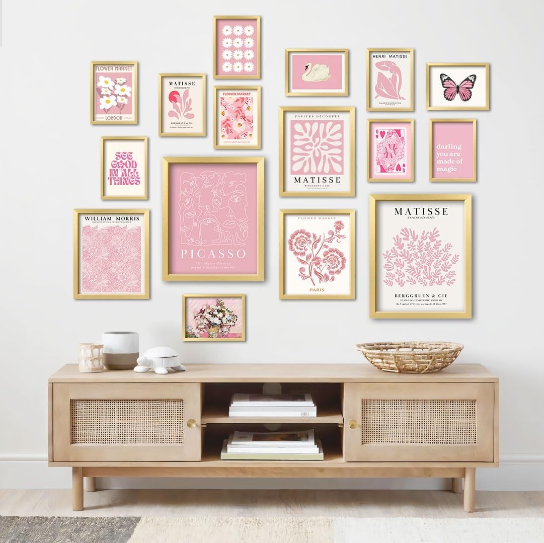Pink Gallery Wall Art 16pc 11x14in Matisse Style Poster Set