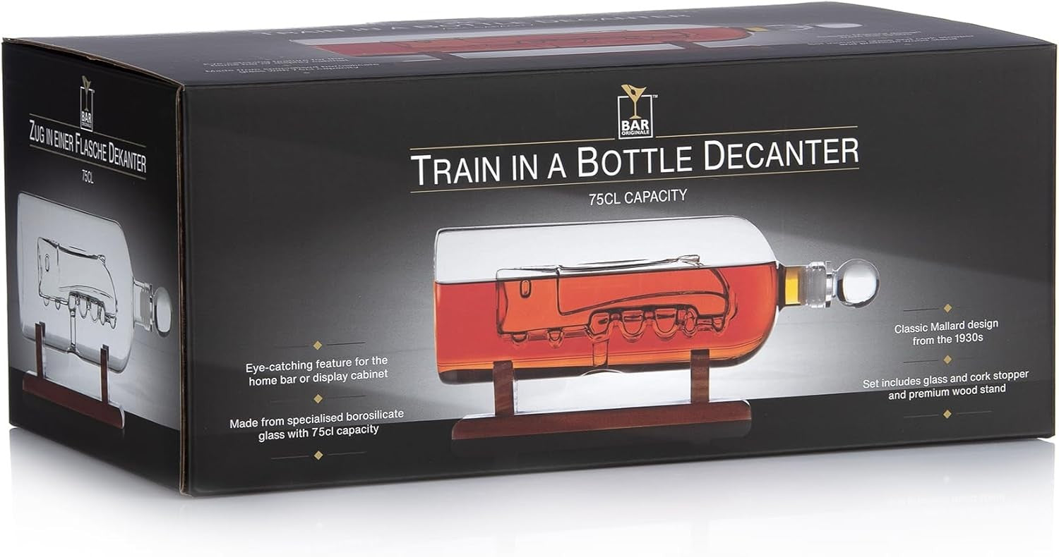 Train Whiskey Decanter 750ml Glass Display Bottle Unique Bar Gift