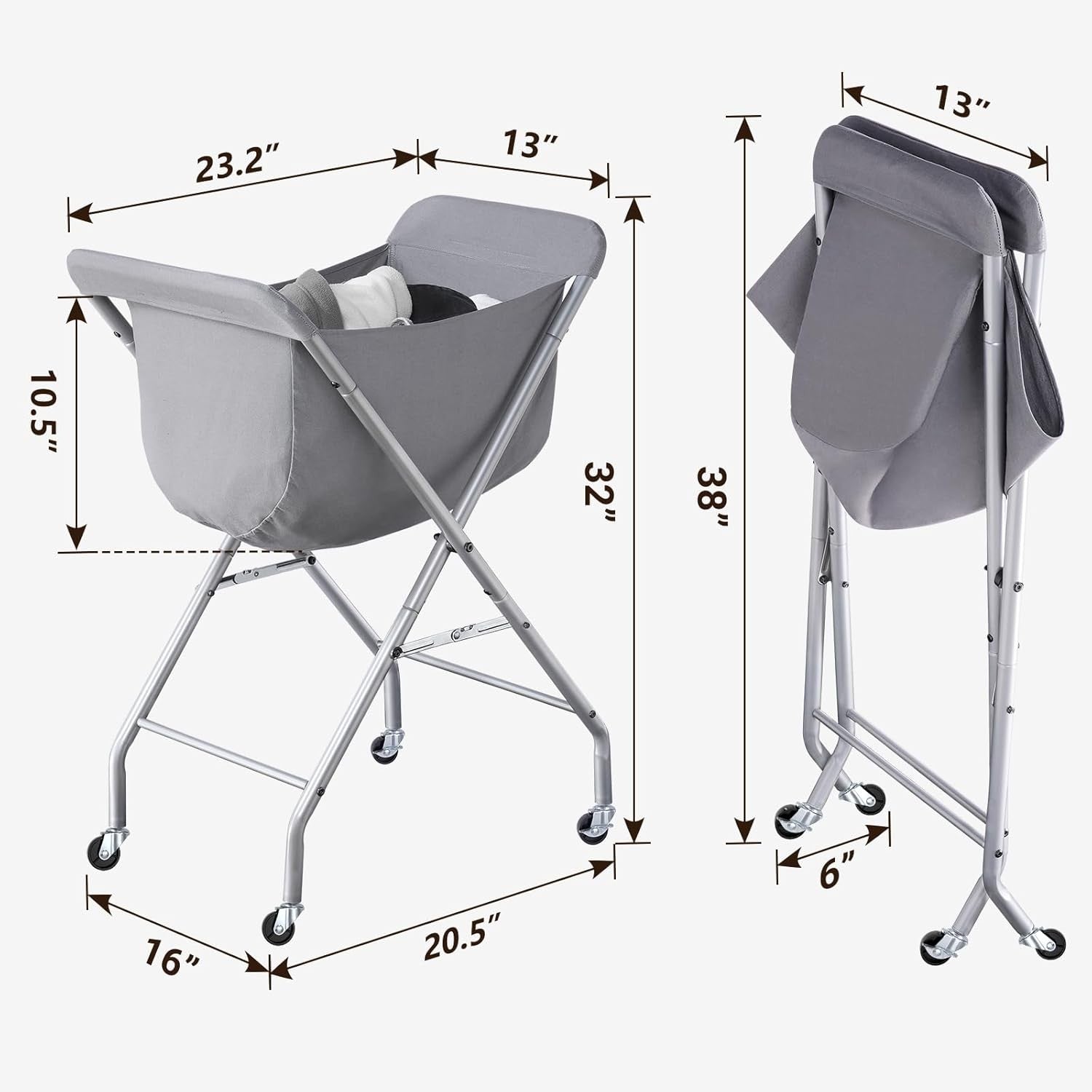 Rolling Laundry Cart with Wheels Large 32 Hamper Removable Liner Bag Metal Frame