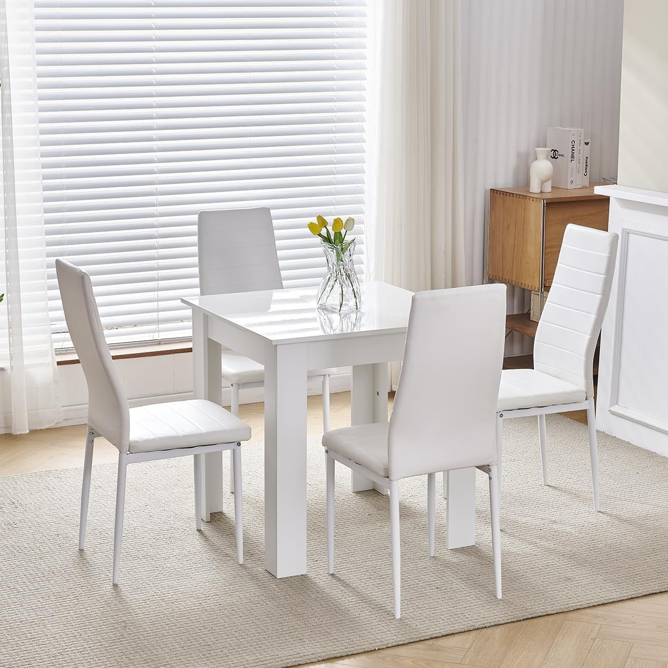 Modern 3-Piece Dining Table Set Small Space Square Wooden Table + 2 Chairs