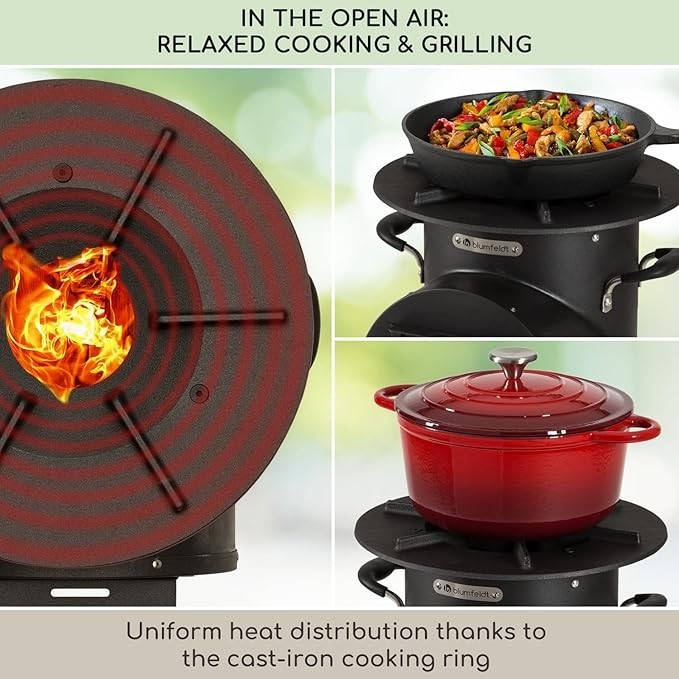 Outdoor Fire Pit with Grill Portable Wood Burning Bowl | Warmth & BBQ Cooking