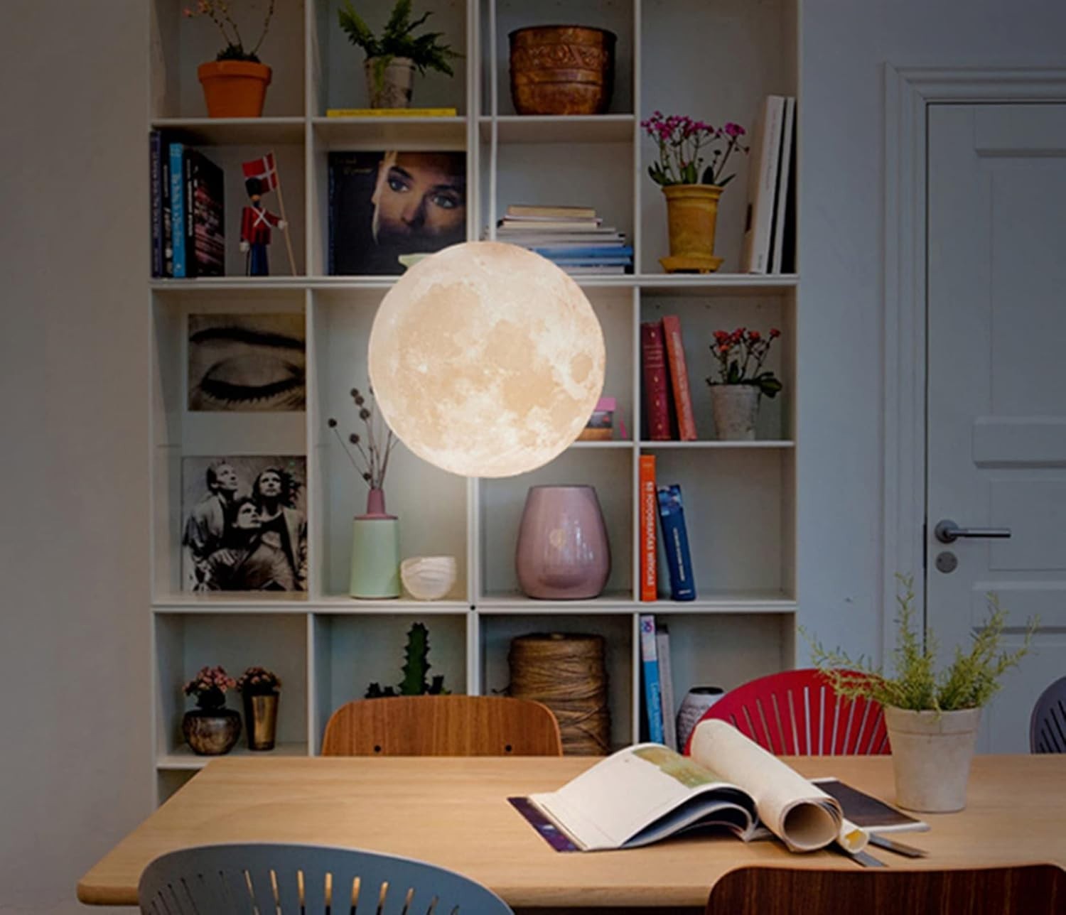 Moon Pendant Ceiling Light Shade 22cm 3D Printed Lunar E27