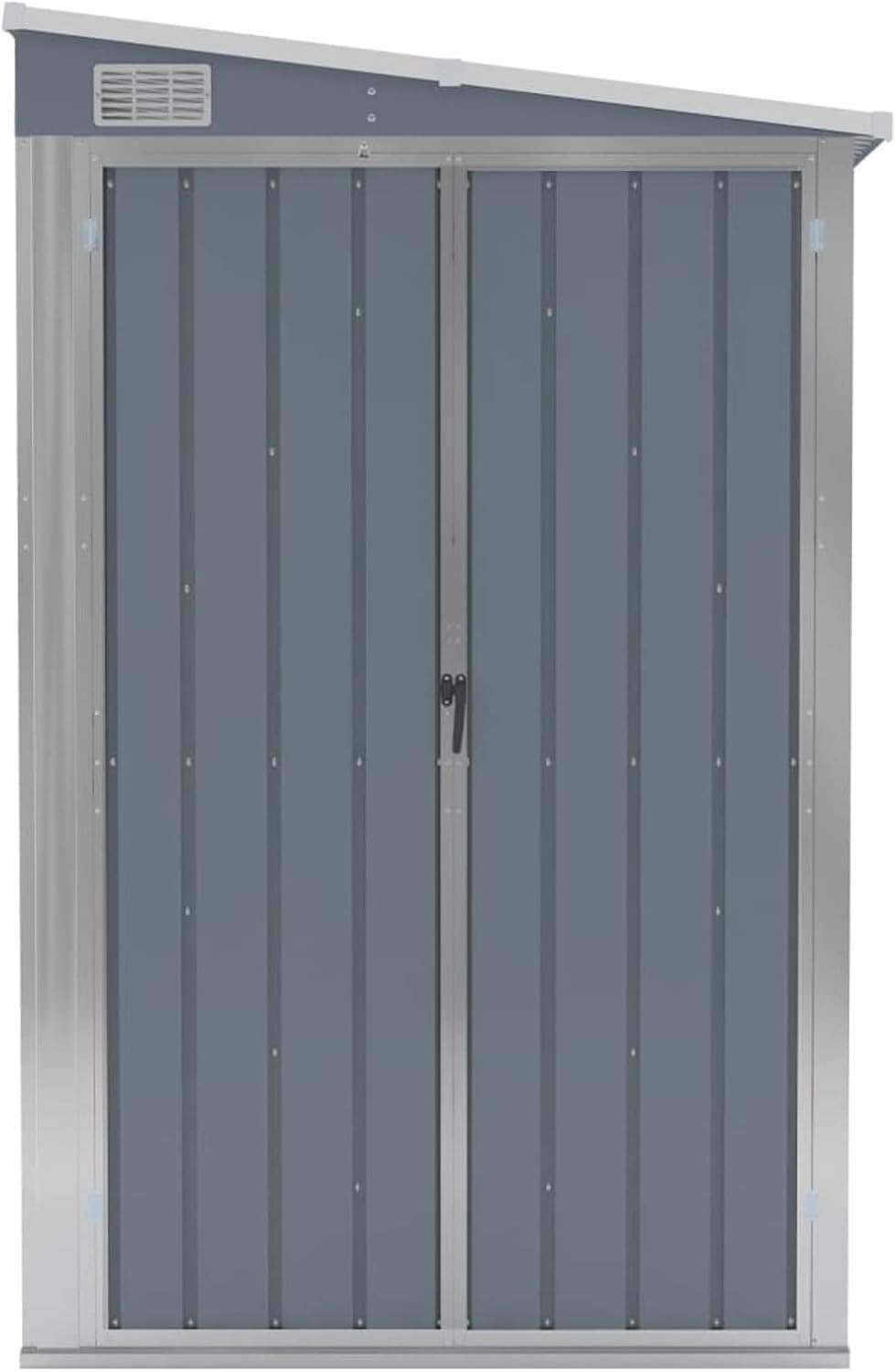 Wall-Mounted Outdoor Garden Shed Grey Galvanised Steel Lockable Storage