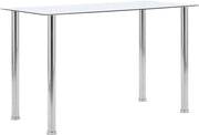 Rectangular Glass Dining Table 120x60cm Clear Steel Legs Modern