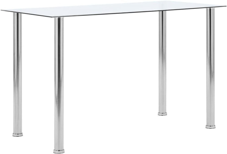 Rectangular Glass Dining Table 120x60cm Clear Steel Legs Modern