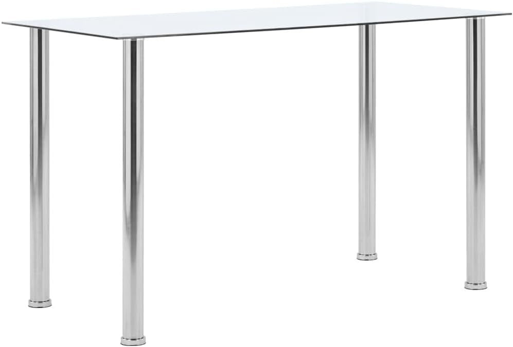Rectangular Glass Dining Table 120x60cm Clear Steel Legs Modern