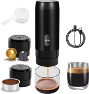 Portable Electric Espresso Maker | USB-C Rechargeable Travel Coffee Machine Blk