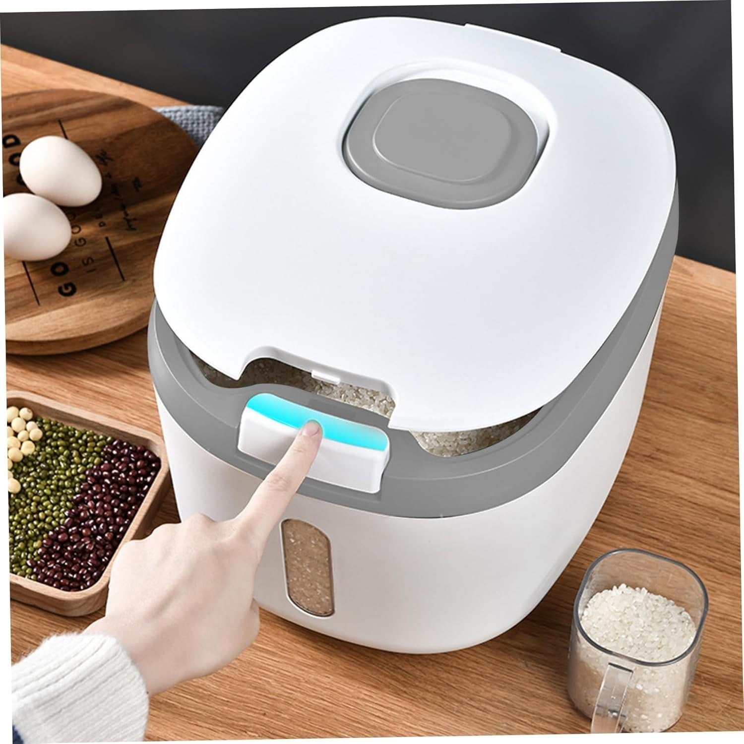10KG Airtight Rice Storage Container BPA Free Dispenser with Measuring Cup