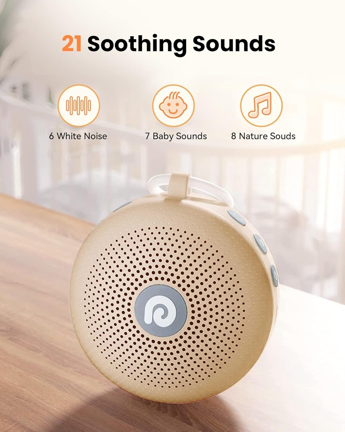 Portable White Noise Machine Baby Sleep Aid 21 Sounds Rechargeable Battery