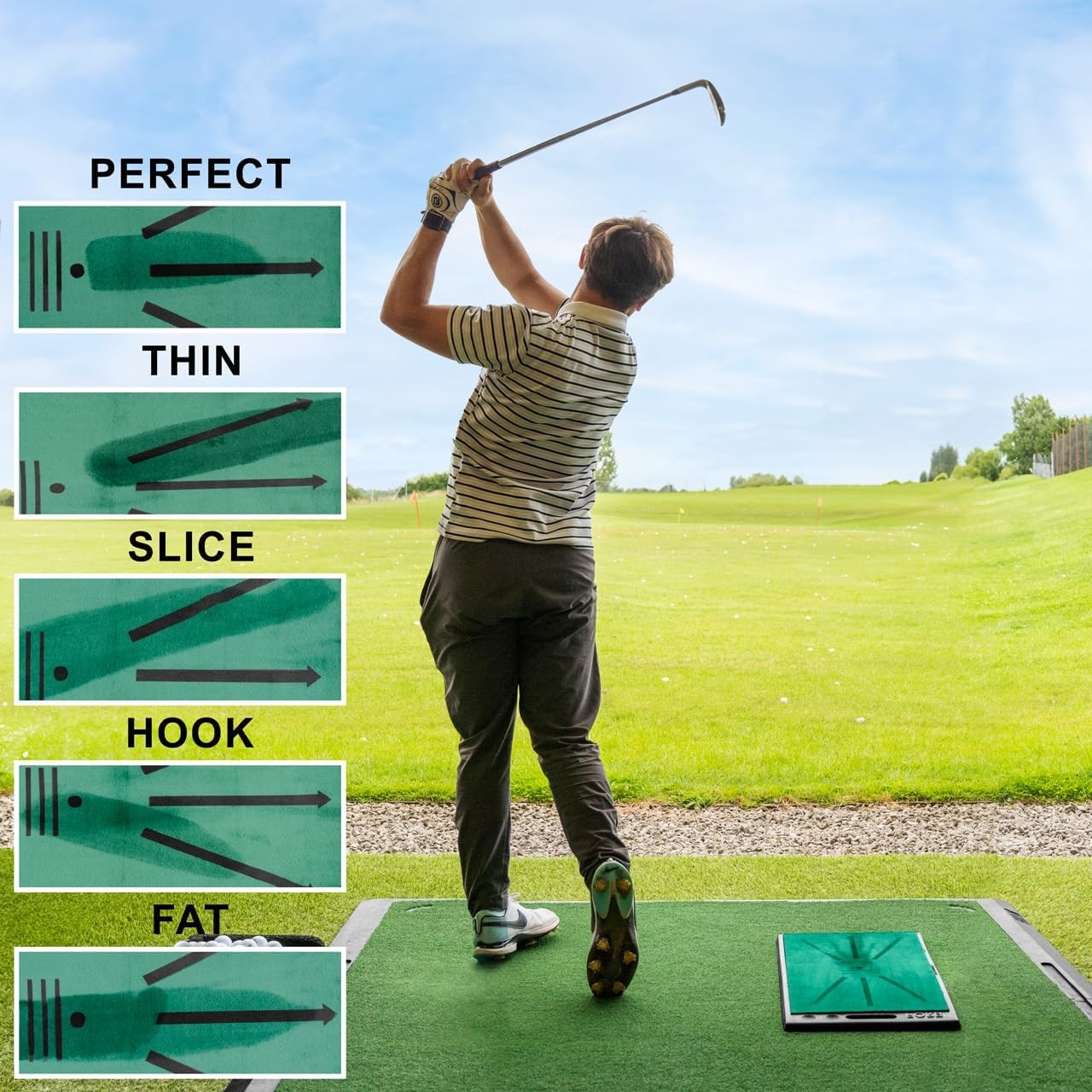 Golf Divot Board Swing Path Trainer Mat 34x66cm Non Slip Base