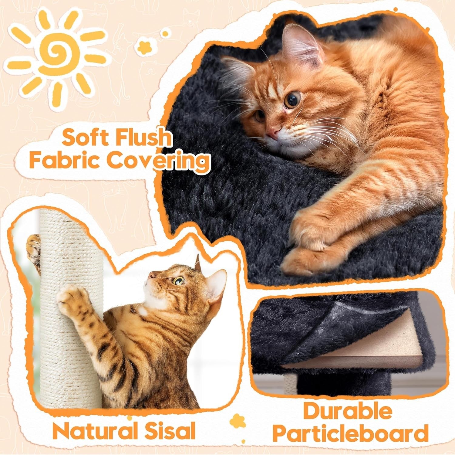 Large Cat Tree Tower 150cm Scratching Post Condo Hammock Climbing Centre