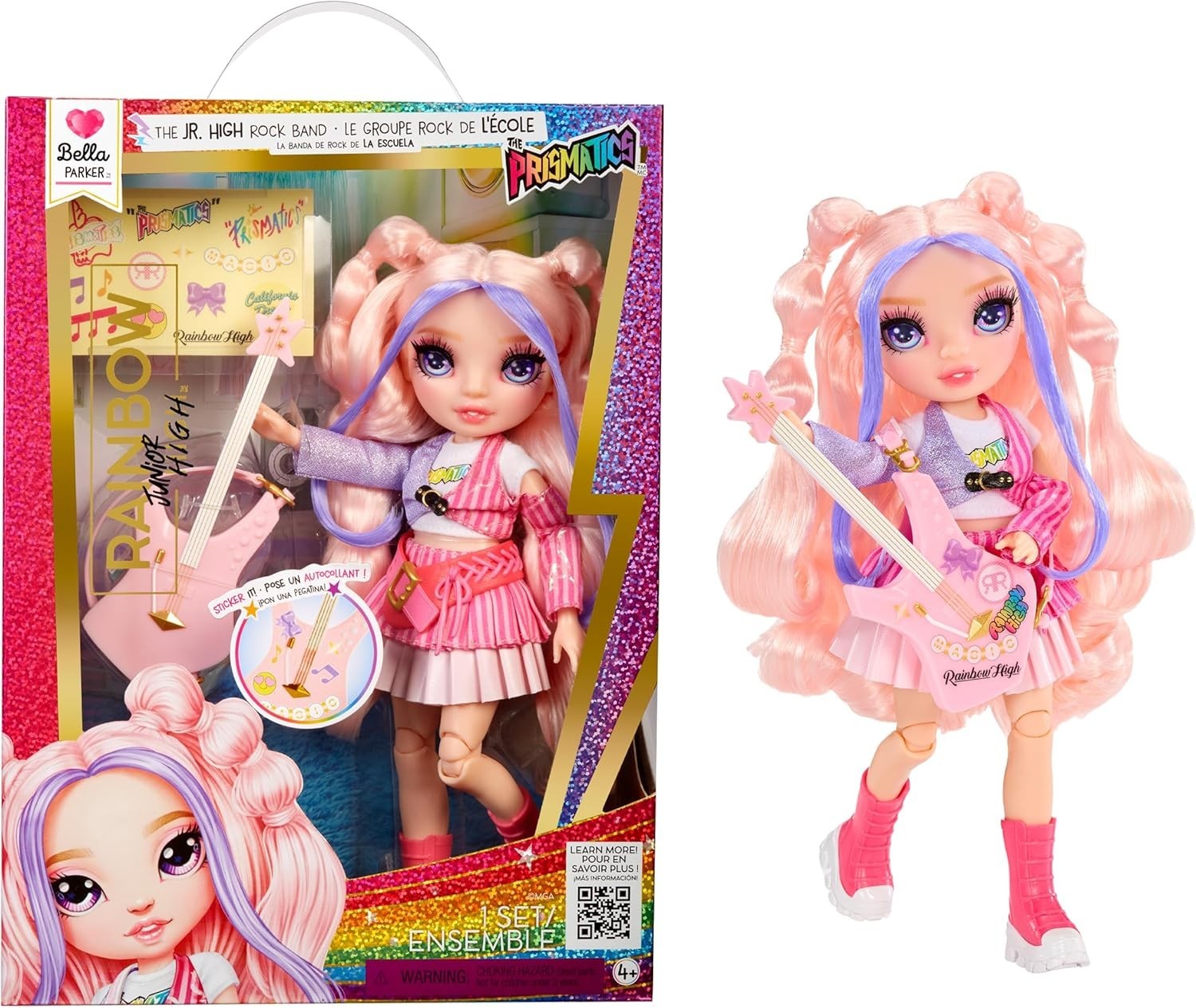 23cm Fashion Doll Rock Band Bass Guitar Stickers Posable Toy